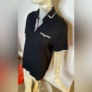 Ted Baker London Men’s Black Short Sleeve Polo w/ White Trim & Pocket. Size 3